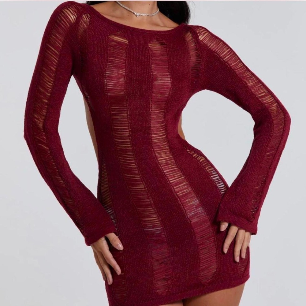Jaded London Burgundy Umbra Mini Dress